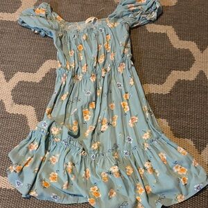 Rewind Floral Casual Dress in Blue and Orange